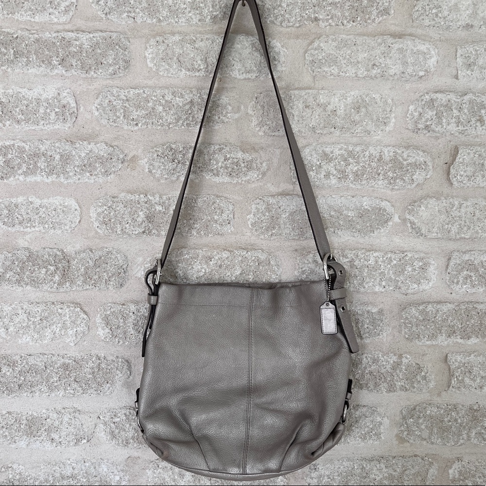 Coach metallic pewter silver hobo duffle F15064 convertible strap